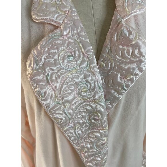 Diamond Tea Vintage Womens Robe Size Small Pink Fleece Belt Satin Trim - Picture 4 of 8